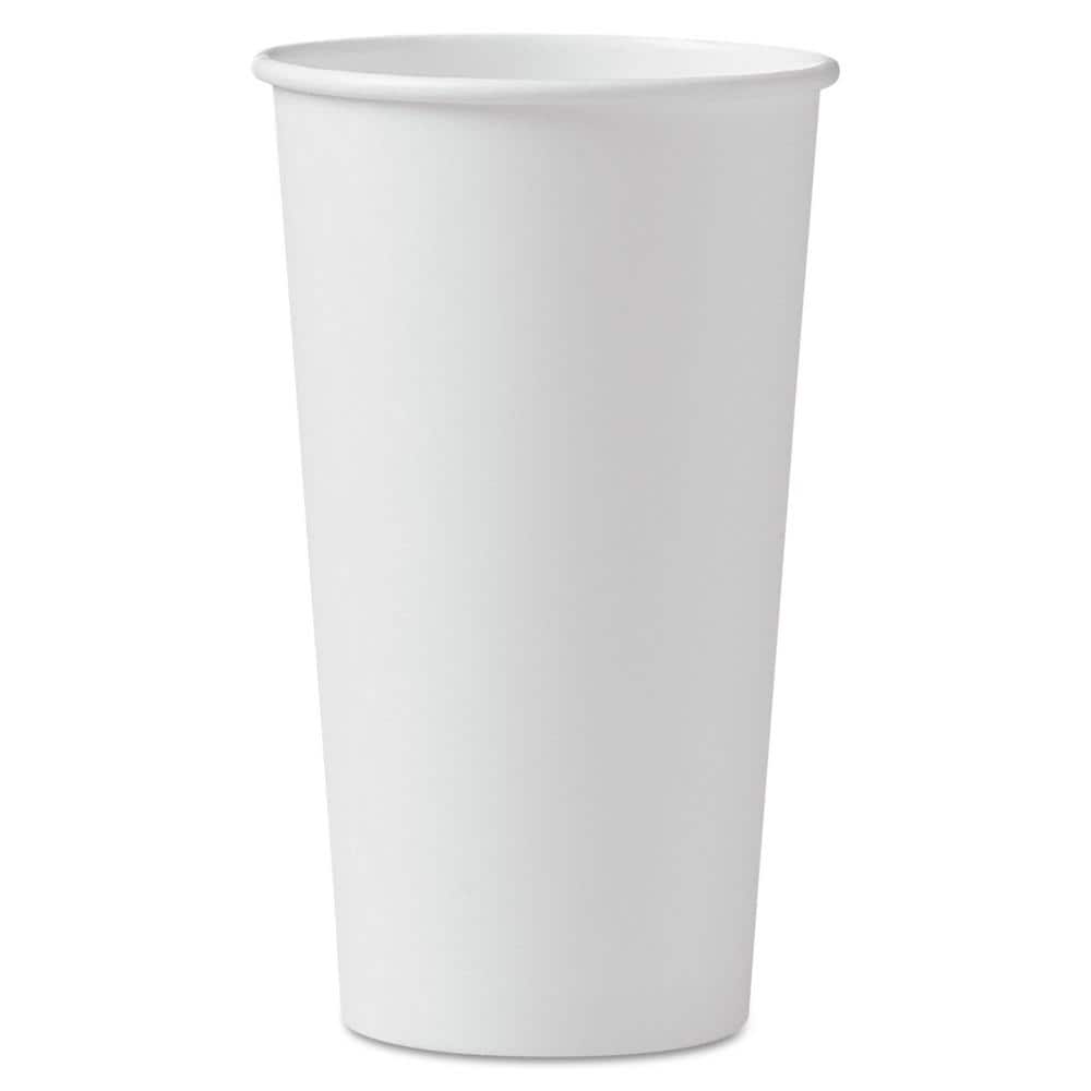 Polycoated 20 oz. White Disposable Paper Cups, Hot Drinks, 600/Carton
