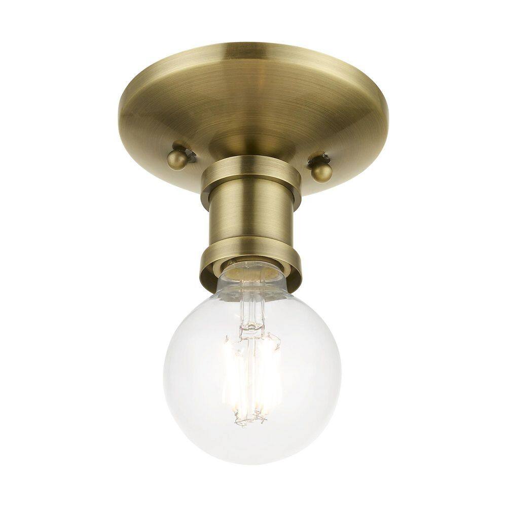 Lansdale Antique Brass 1-Light Flush Mount for Indoor/Outdoor