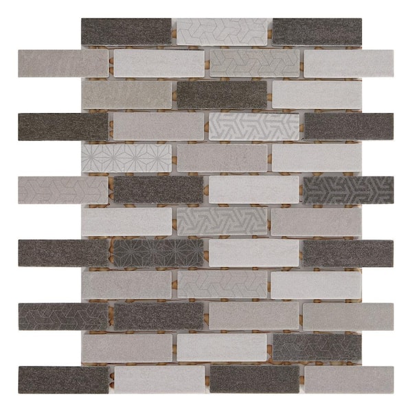 Marazzi Modern Renewal Painted Gray Brick Joint 12 in. x 12 in. x 6.35 mm Glazed Ceramic Mosaic Wall Tile (0.88 sq. ft./Each)