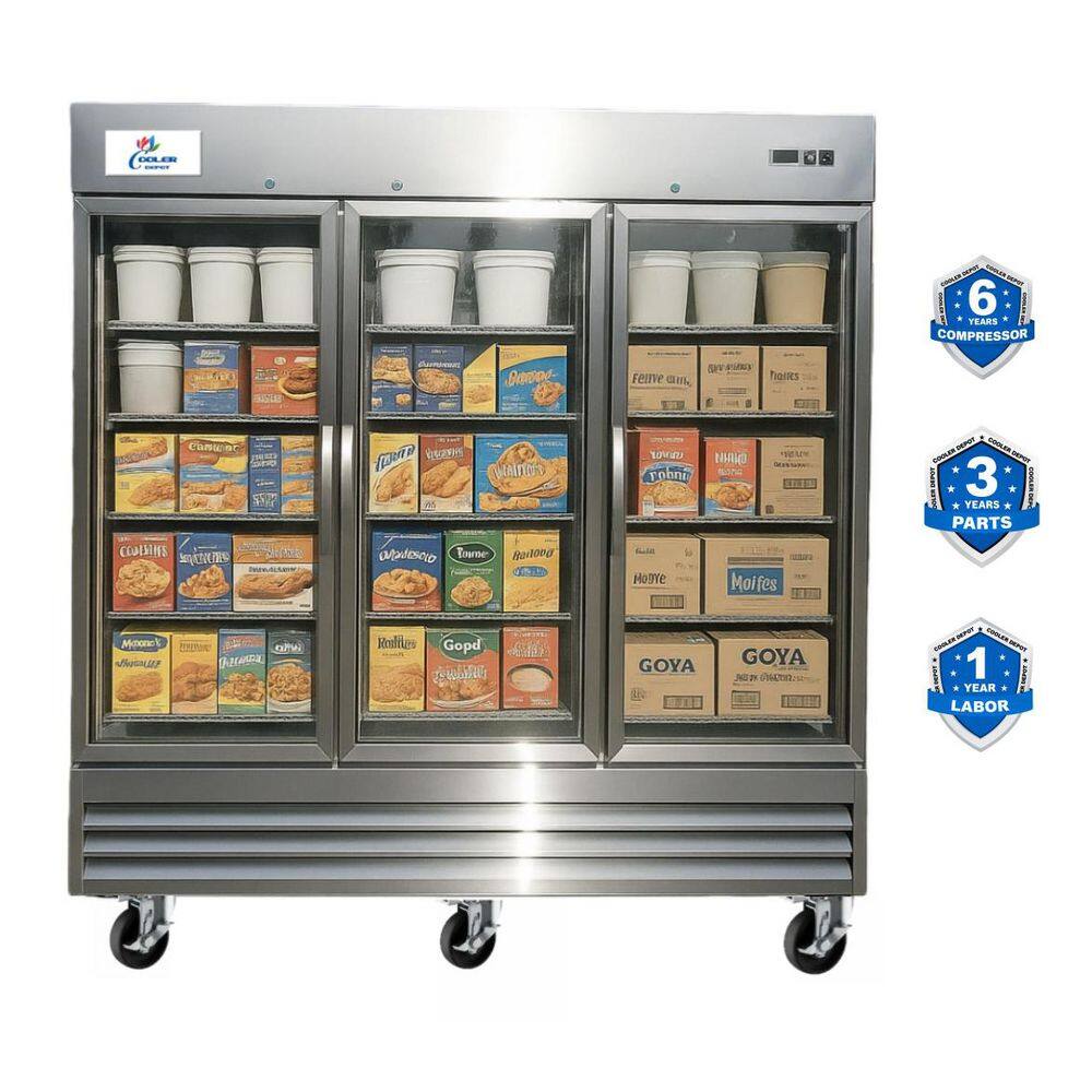 81 in. W 72 cu. ft. NSF Commercial Glass 3-Door Merchandiser Display Refrigerator Stainless Steel Exterior, 115-Volt price history on PriceWatchPro