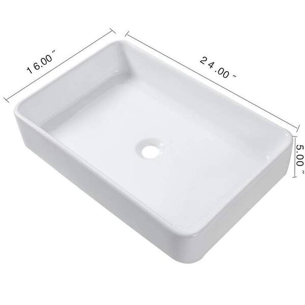 Lordear 24 In X 16 Bathroom Vessel Sink Modern Above White Porcelain Rectangular Ceramic Vanity Hmp18006 - 24 X 16 Bathroom Sink