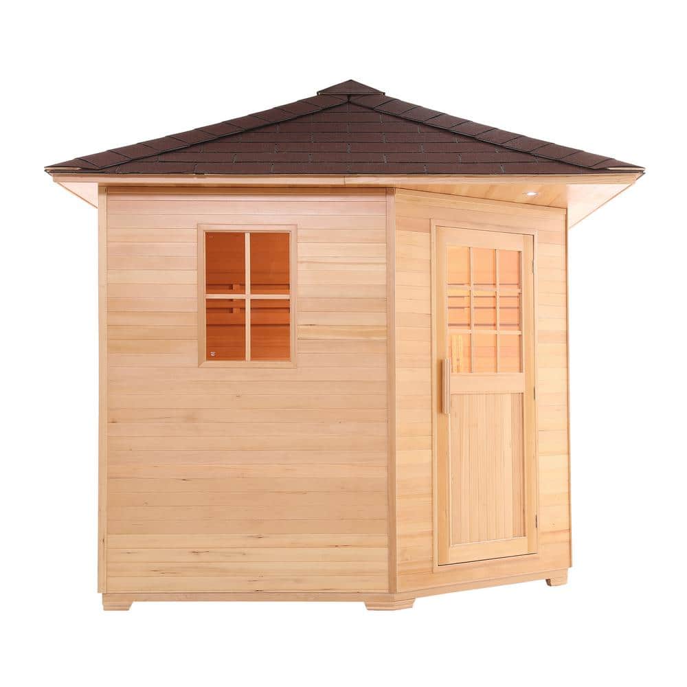Natural Canadian Hemlock 8-Person Outdoor Sauna with 9 kW Heater