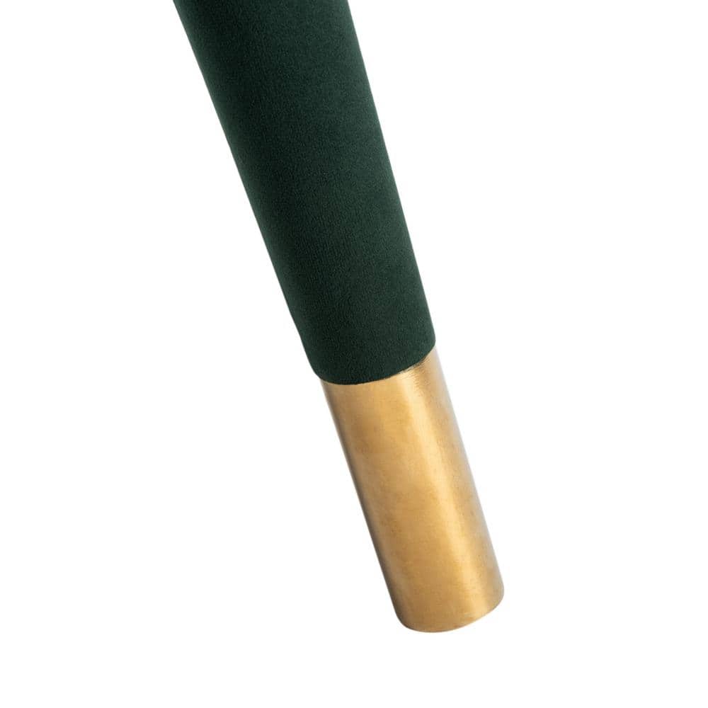 Transitional Forest Green Velvet Wingback Accent Chair with Gold Accents