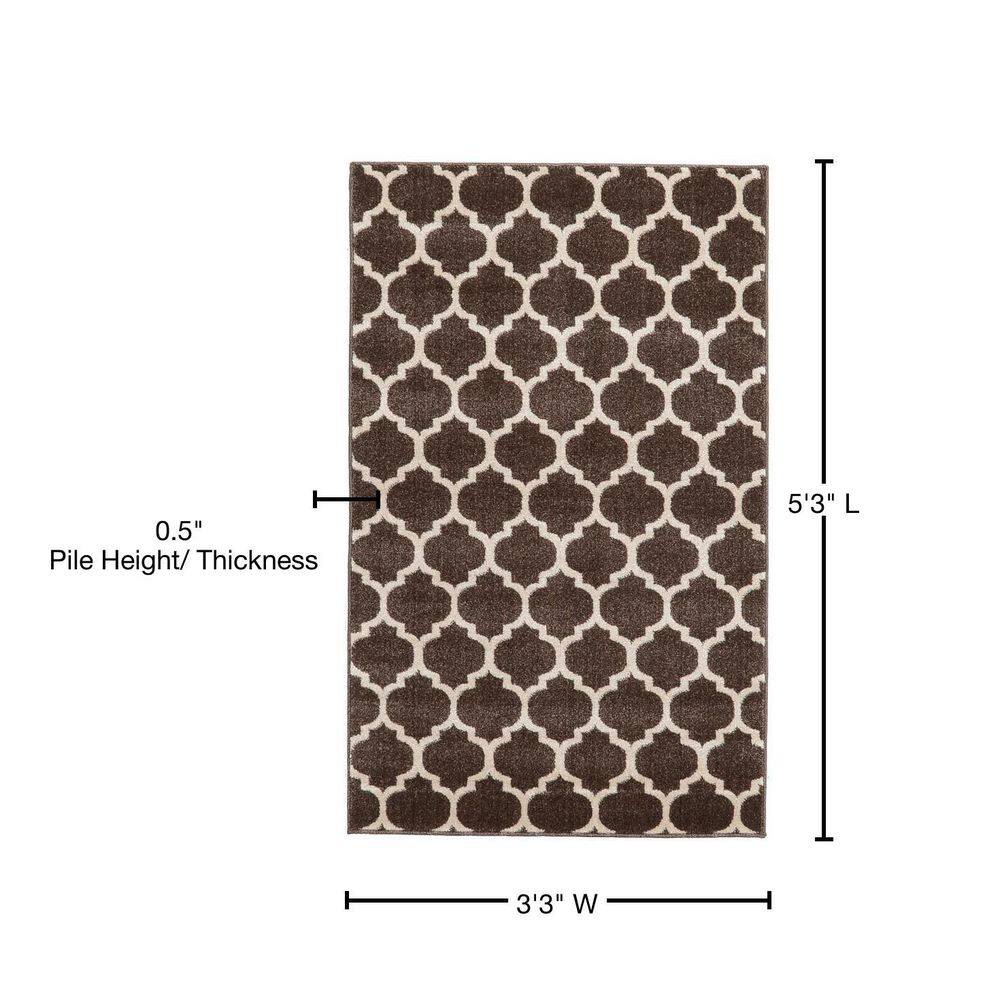 Chocolate Brown & Beige Trellis Reversible Washable Rug