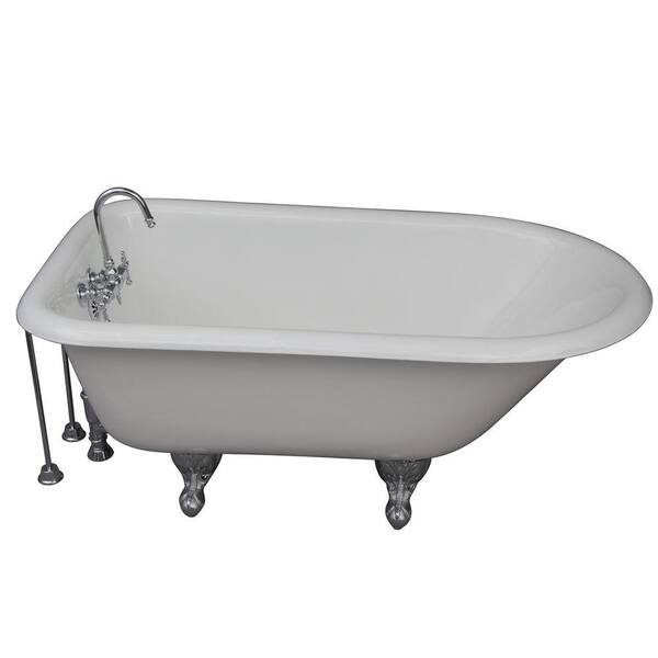 Barclay Products 4.5 ft. Cast Iron Ball and Claw Feet Roll Top Tub in White with Polished Chrome Accessories