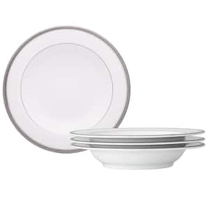 Charlotta Platinum 11 in., 24 fl. oz. (Platinum) Porcelain Pasta Bowls, (Set of 4)