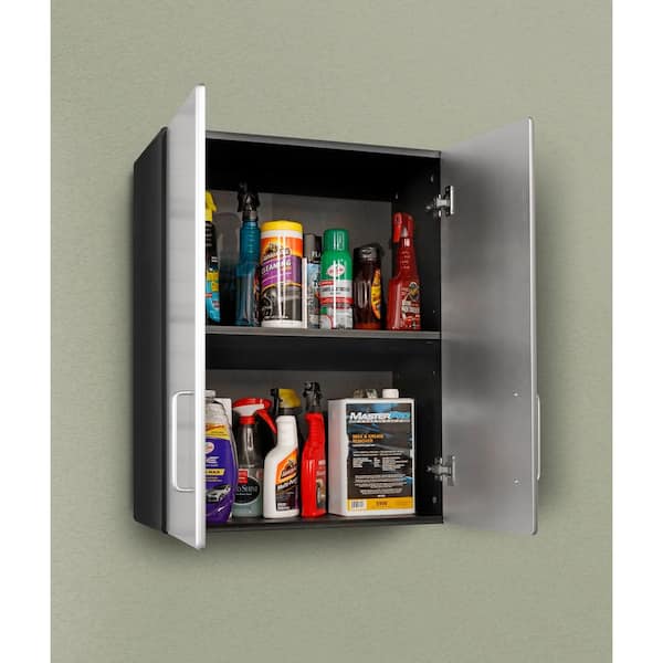 Metallic Series 1-Piece Composite Garage Storage System in Black (24 in. W x 30 in. H x 13 in. D)