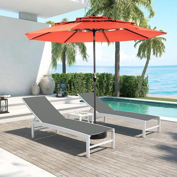 Unbranded 10 ft. x 10 ft., 3-Tier Auto-tilt Outdoor Patio Umbrella, Market Table Pool Deck Umbrella in Orange (Base Not Included)