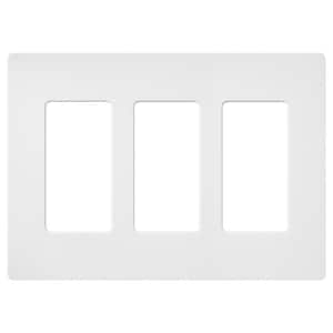Claro 3 Gang Wall Plate for Decorator/Rocker Switches, Satin, Snow (SC-3-SW) (1-Pack)