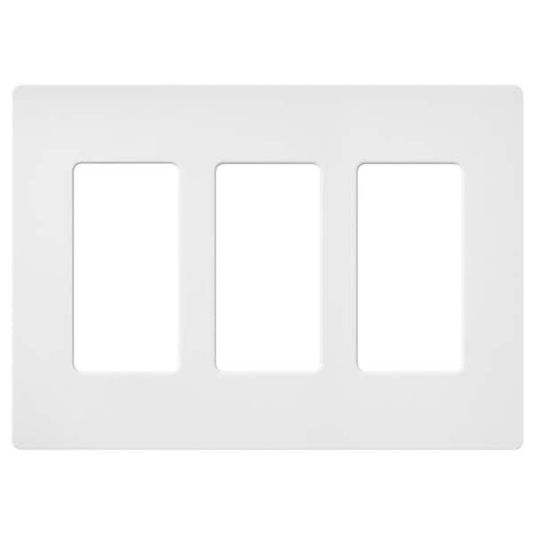 Lutron Claro 3 Gang Wall Plate for Decorator/Rocker Switches, Satin, Snow (SC-3-SW) (1-Pack)
