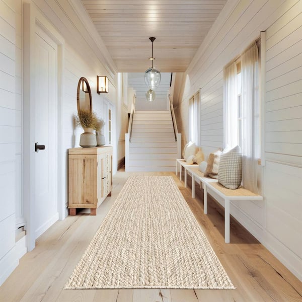 nuLOOM Rigo Chunky Loop Jute Off-White 5 ft. Round Rug