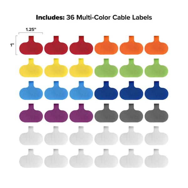 Cable Labels Small/Oval, Multi-Color (36-Pack)