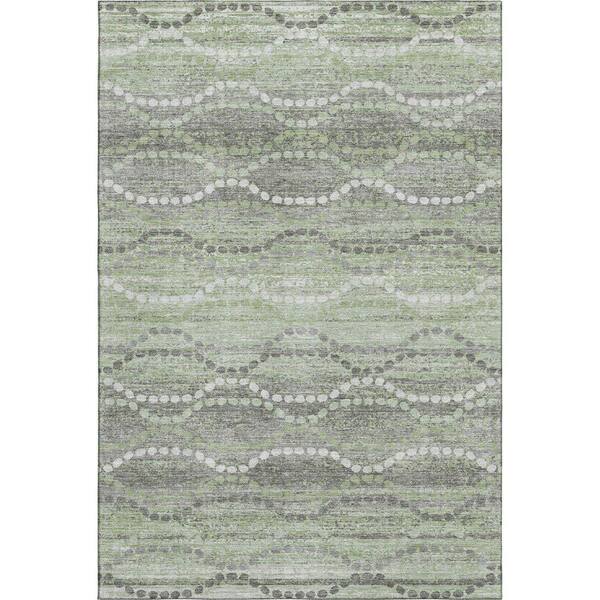 Mayfield Premium Machine Washable Abstract AMF2030 Green 10 ft. x 14 ft. Area Rug