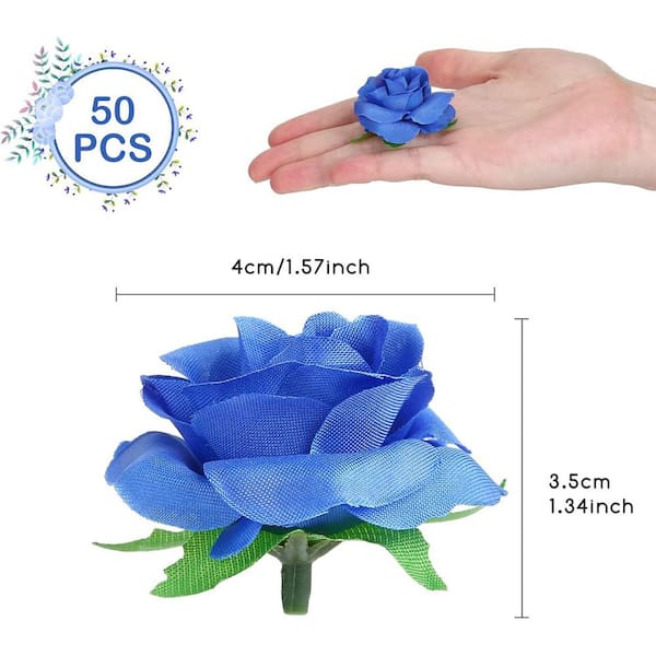 Afoxsos 1.6 in. Blue Artificial Flowers Bulk and Small Silk Fake