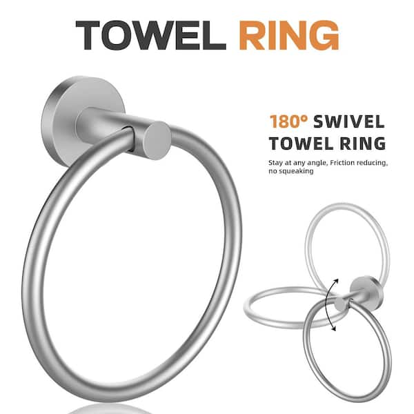 4-Piece Bath Hardware Set with Towel Bar Hand Towel Holder Toilet Paper Holder Towel Hook Modern in Brushed Nickel