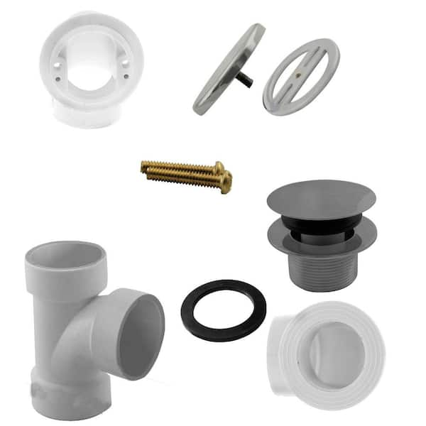 Unbranded Illusionary Overflow, Sch. 40 PVC Plumbers Pack with Tip-Toe Bath Drain in Satin Nickel