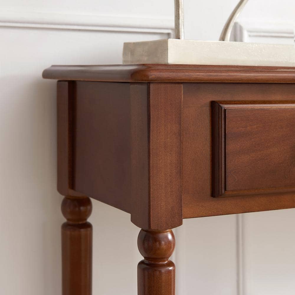 Pecan Wood Coastal Hall Console Table with Storage