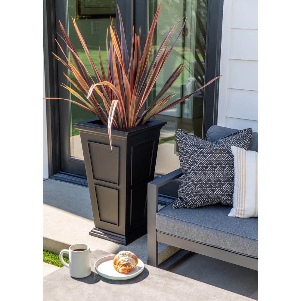 Brixton Estate-Inspired Tall 28" Black Recycled Plastic Planter