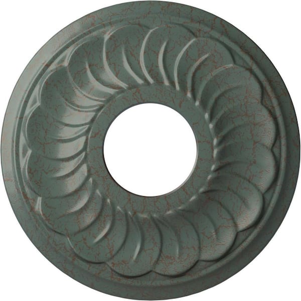 Ekena Millwork 1 in. x 11-3/4 in. x 11-3/4 in. Polyurethane Jet Blackthorne Ceiling Medallion Moulding, Cloud Burst Crackle