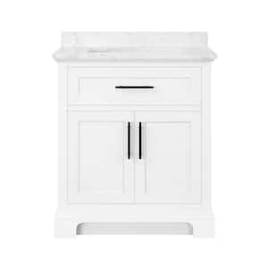 Doveton 30 in. W x 19 in. D x 34.5 in. H Single Sink Bath Vanity in White with White Engineered Stone Top