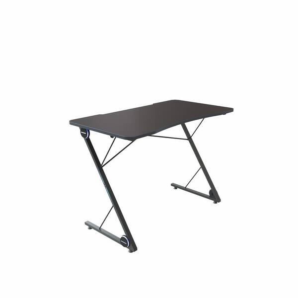 maocao hoom 23.6 in. W x 43.3 in. L Black Computer Desk Writing Table Study Workstation with LED Light Large Carbon Fiber Surface