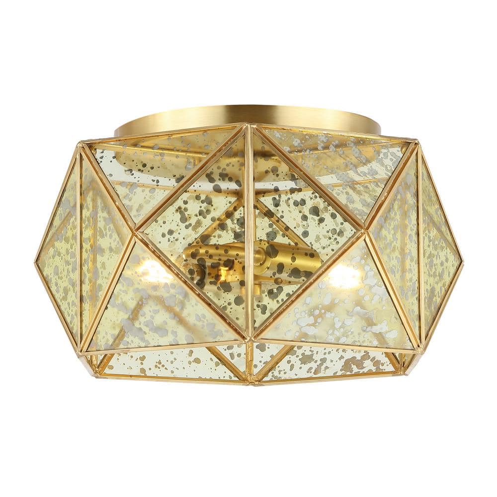 Violet 12.5" Gold Glass LED Flush Mount Light