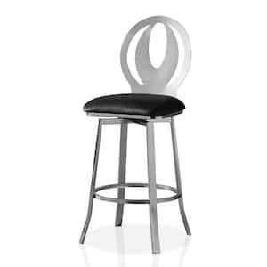 Ambrilla 46 in. Satin Plated and Black High Back Metal Extra Tall Foot Rest Cushioned Bar Stools (Set of 2)