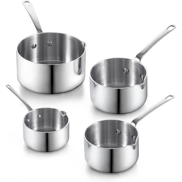 4-Piece Multi-Ply Clad Stainless Steel Butter Warmer Sauce Pans Set