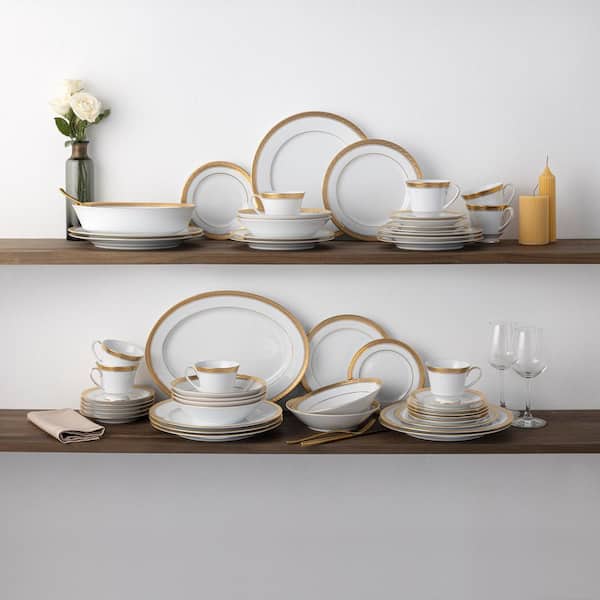 Noritake Crestwood Gold 50-Piece (Gold) Porcelain Dinnerware Set