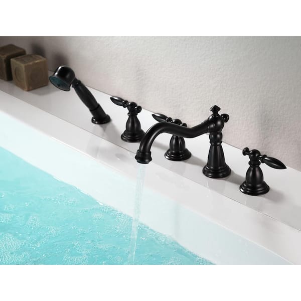 ANZZI Patriarch Home Bronze - FR-AZ091ORB Tub with Handheld The Roman in 2-Handle Depot Oil Faucet Rubbed Sprayer Deck-Mount