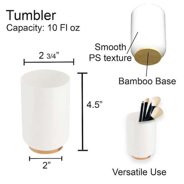 Evideco Vanity Bathroom Tumbler Padang White-Bamboo Base