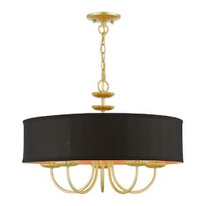 Winchester 5-Light Soft Gold Pendant Light with Fabric Shade