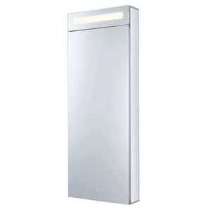 15 in. W x 40 in. H Recessed or Surface Wall Mount Medicine Cabinet With Mirror in Aluminum with Left Hinge LED Lighting