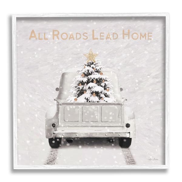 Stupell Industries All Roads Lead Home by Lori Deiter 1-Piece Framed Graphic Print Travel Poster Art Print 24 in. x 24 in.