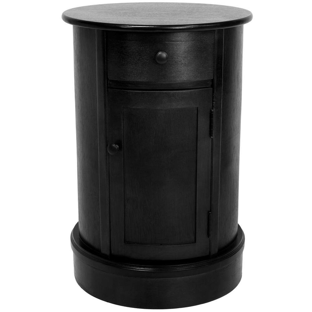 Oriental Furniture Classic Oval Black Side Table XA-CAB1-BLK - The Home ...