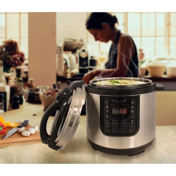 MegaChef 6 Qt. Stainless Steel Electric Digital Pressure Cooker with Lid  SilverBlack - Office Depot