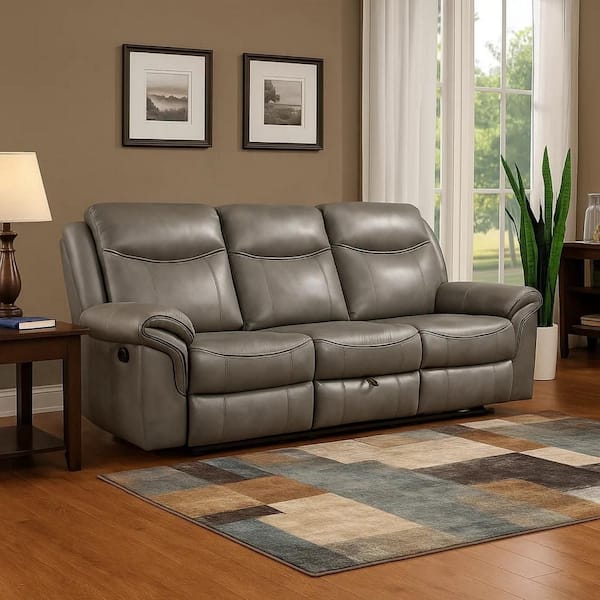 Benjara 84.5 in. Pillow Top Arm Microfiber Rectangle Gray