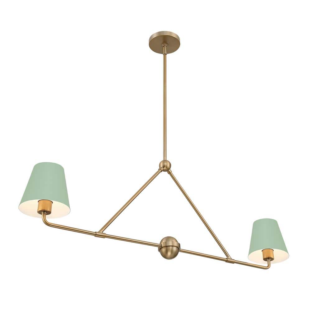 Xavier Vibrant Gold and Green 2-Light Steel Chandelier