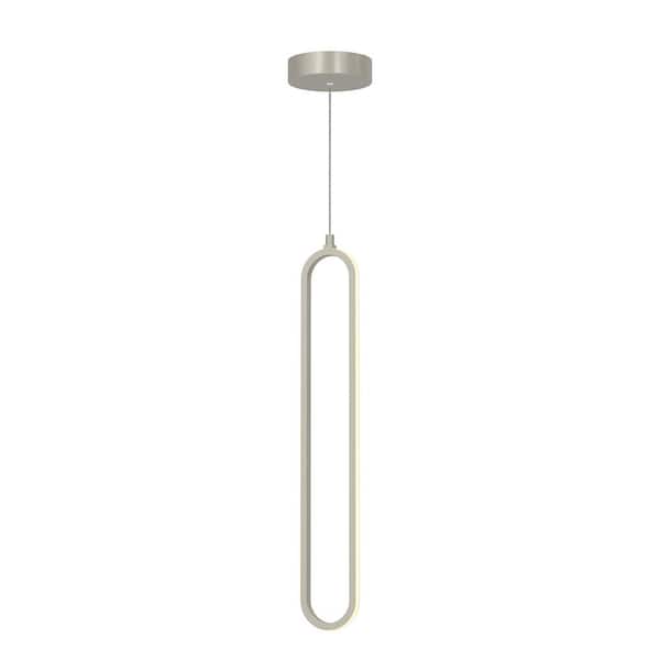 AFX Sienna 19-Watt 1-Light Painted Nickel Shaded Integrated LED Pendant Light with White Acrylic Shade