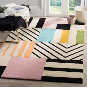 Fifth Avenue Ivory/Black 10 ft. x 14 ft. Abstract Striped Area Rug