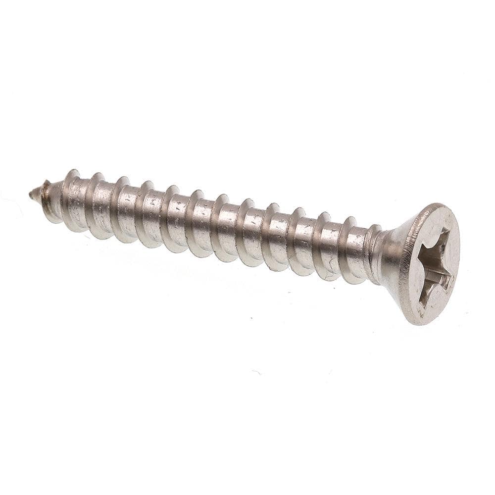Prime-Line #12 X 1-1/2 in. Grade 18-8 Stainless Steel Phillips Drive Flat  Head Self-Tapping Sheet Metal Screws (100-Pack) 9017517 The Home Depot