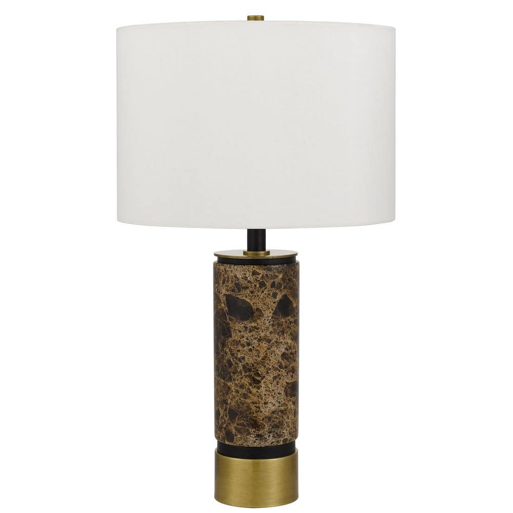 22.25 in. Antique Brass Metal Table Lamp with Shade