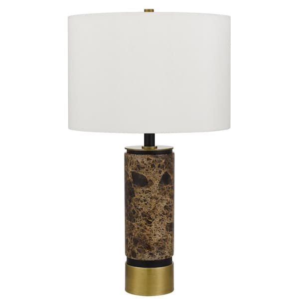 22.25 in. Antique Brass Metal Table Lamp with Shade