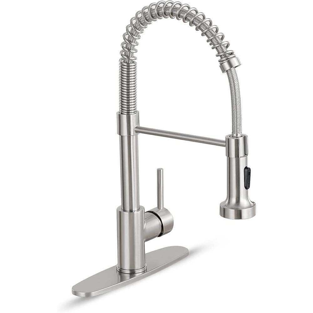 1-Handle Pull Down Sprayer Kitchen Faucet Spring Stainless Steel Kitchen Si
