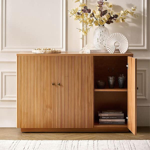 JAYDEN CREATION Lucy Teak 48 in. Wide 3 door Wood Sideboard with