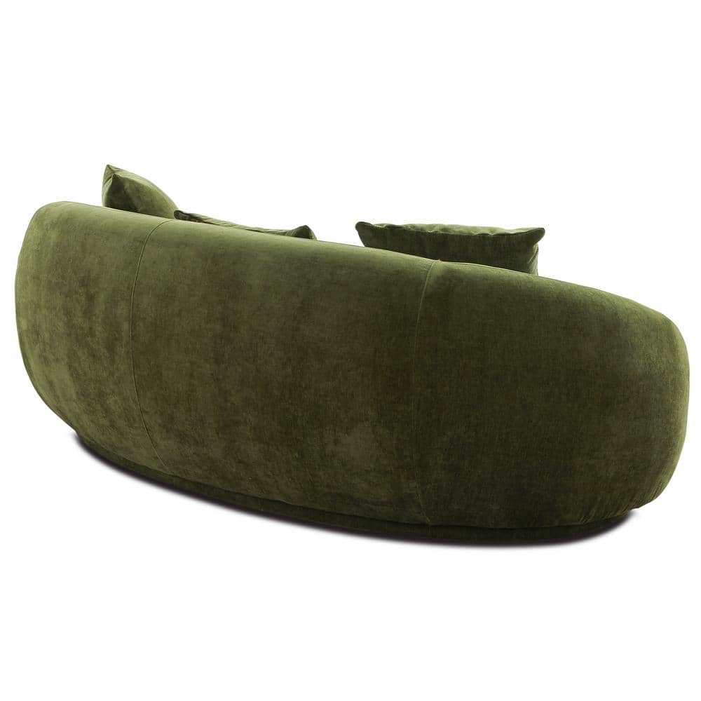 Distressed Green Velvet Camelback Sofa with Sloped Arms