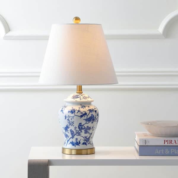 JONATHAN Y Penelope 22 in. Blue/White Chinoiserie Table Lamp