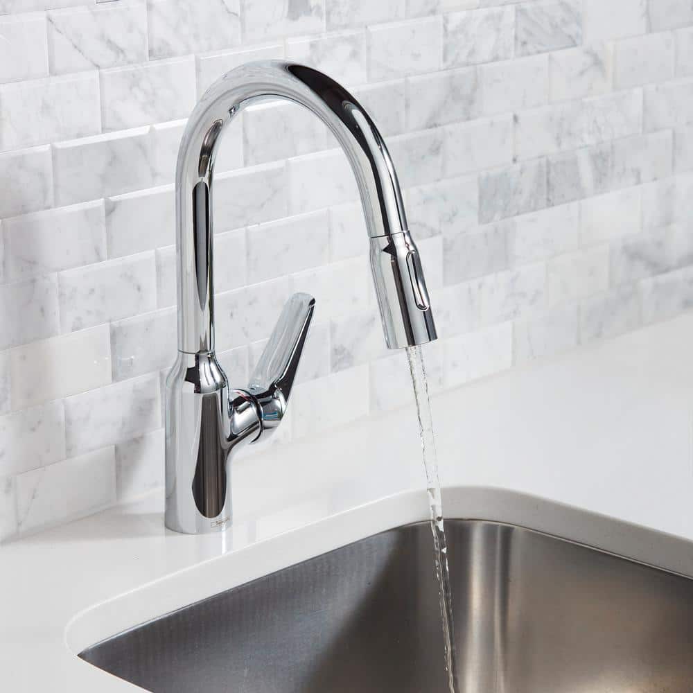 Chrome Single Handle Pull-Down Kitchen Faucet with Spray