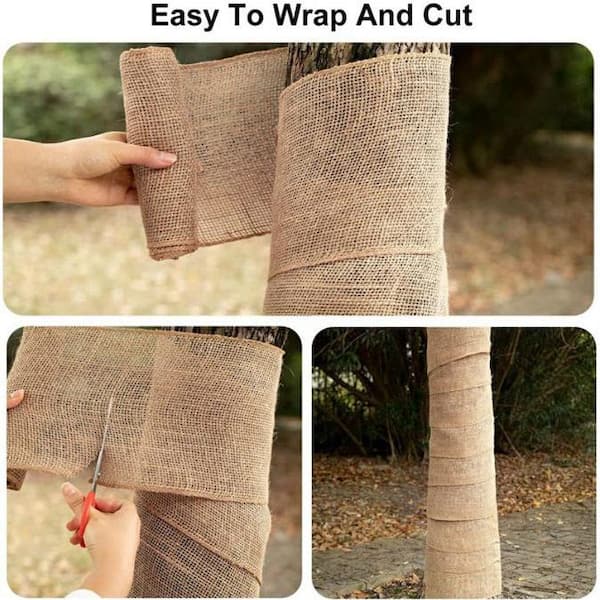 4.7 in. x 49 ft. Natural Burlap Tree Wrap Burlap Rolls for Gardening Tree  Protector for Warmth and Moisture (2-Rolls)