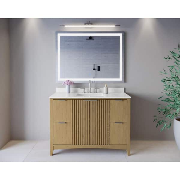 Palmilla 48 in. Single Freestanding Natural Oak Bath Vanity with Carrara Cultured Marble Top Assembled